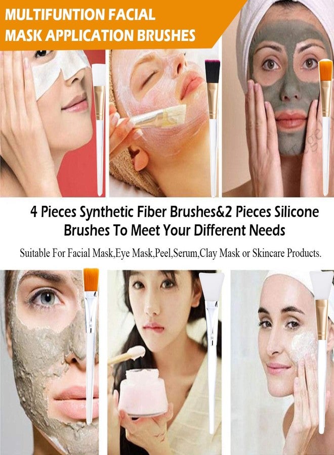 Tegelrying Facial Mask Brush,6 Pieces Soft Face Brushes Mud Mask Applicator Clear Handle for Applying Sleeping Mask,DIY Clay Mask,Body Lotion,Eye Peel Women Girls Makeup Tools,Gold and Silver - Image 4